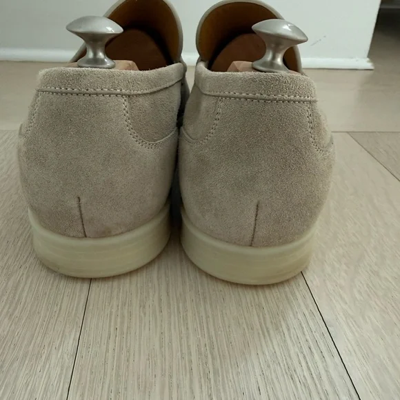 Gucci Beige Suede Loafers with Silver Accent